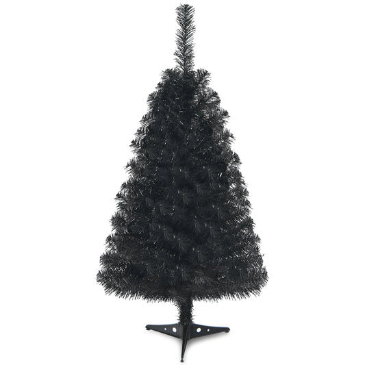 Infans 3ft Unlit Artificial Christmas Halloween Mini Tree Black w/Plastic Stand