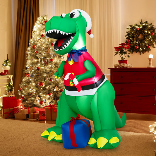 Infans 6FT Inflatable Christmas Dinosaur Dinosaur Decoration w/ LED Lights & Gift Box
