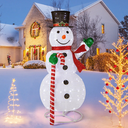 Infans 5 FT Pre-lit Christmas Snowman Pop-up Xmas Holiday Decoration w/ 180 LED Lights