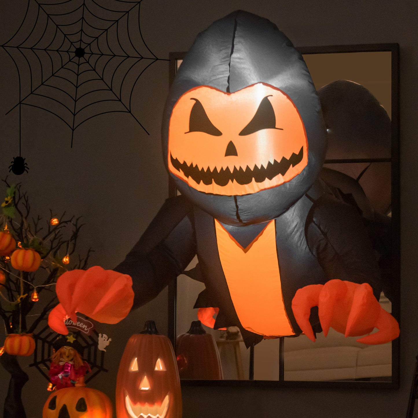 Infans 3.3 FT Halloween Inflatable Pumpkin Head Ghost Broke Out from Window