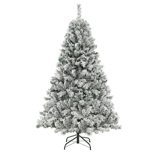 Infans 6 FT Pre-Lit Christmas Tree 3-Minute Quick Shape Flocked Decor w/ 300 LED Lights