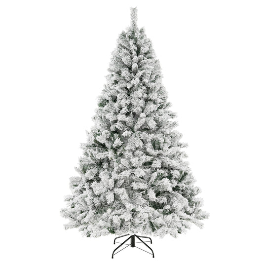 Infans 7 FT Pre-Lit Christmas Tree 3-Minute Quick Shape Flocked Decor w/ 450 LED Lights