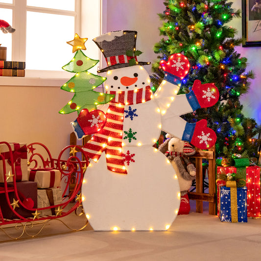 Infans 4 FT Christmas Snowman Lighted Decoration Waving Hand w/ 140 Pre-lit LED Lights