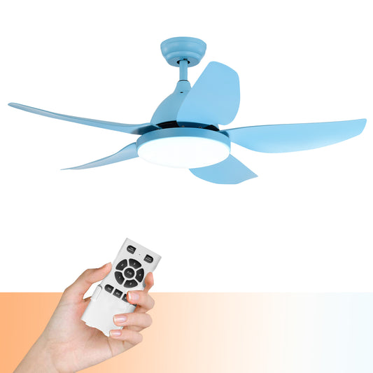Infans 42 inch Kids Ceiling Fan w/LED Light 3 Color Temperature Remote Control Blue