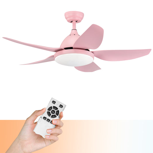 Infans 42 inch Kids Ceiling Fan w/LED Light 3 Color Temperature Remote Control Pink