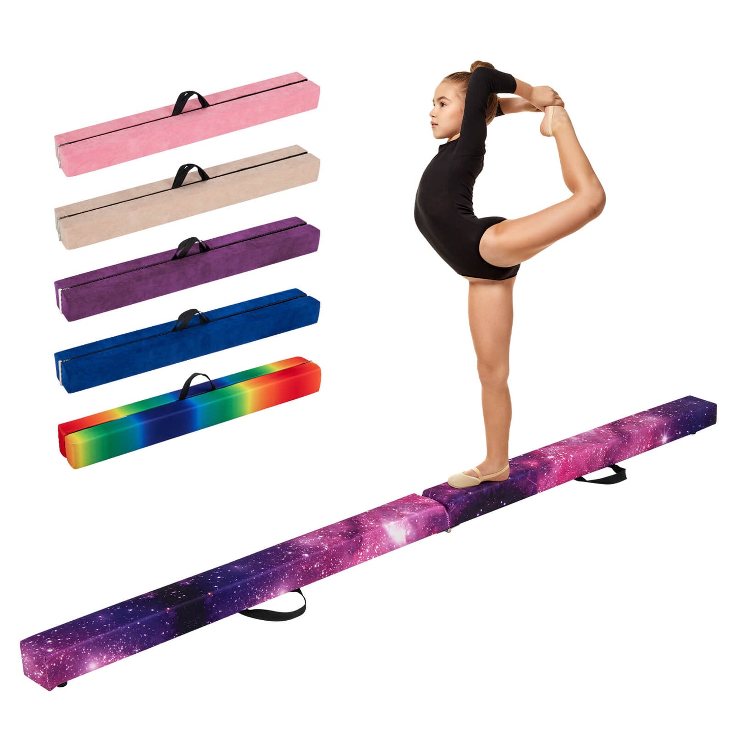 Infans 9 FT Folding Balance Beam withSolid Wood Base and Anti-slip Bottom for Kids TeensMulticolor