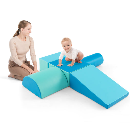 Infans 5 PCS Kids Climb & Crawl Activity Playset Soft Foam Block Toddler Play StructureNavy