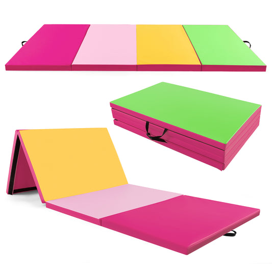 Infans 10FT x 4FT x 2inch 4-Panel Folding Exercise Mat w/Carrying Handles for Gym Yoga
