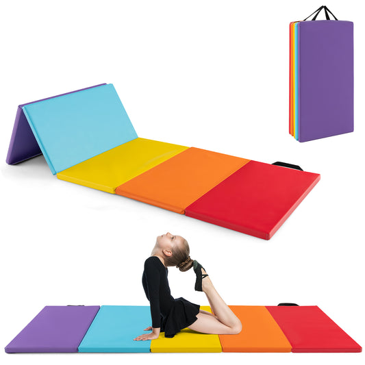 Infans 5-Panel Folding Gymnastics Thick Mat 6.6FT x 2.5FT Tumbling Mat for Kids