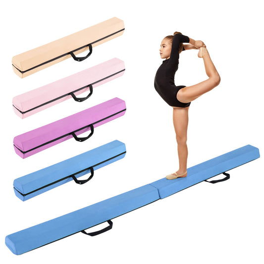 Infans 7 FT Folding Balance Beam Foam Floor Gymnastic Beam w/Carrying Handles Blue