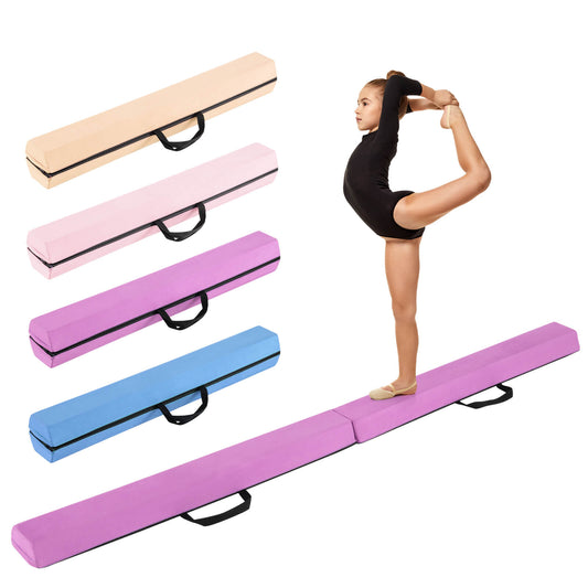 Infans 7 FT Folding Balance Beam Foam Floor Gymnastic Beam w/Carrying Handles Purple