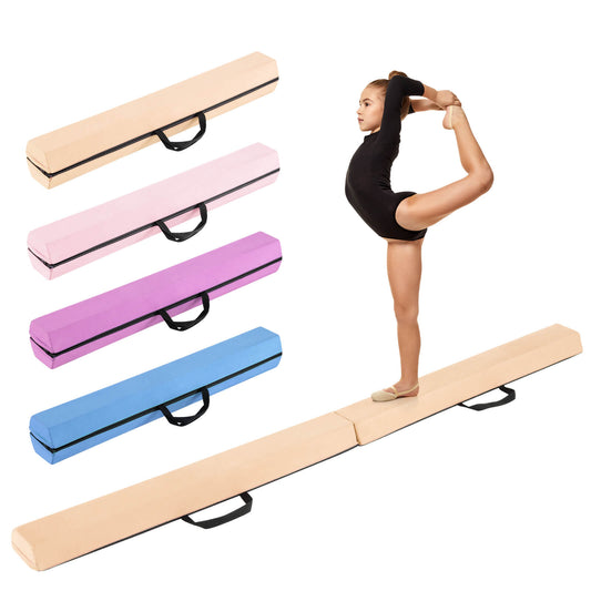Infans 7 FT Folding Balance Beam Foam Floor Gymnastic Beam w/Carrying Handles Khaki