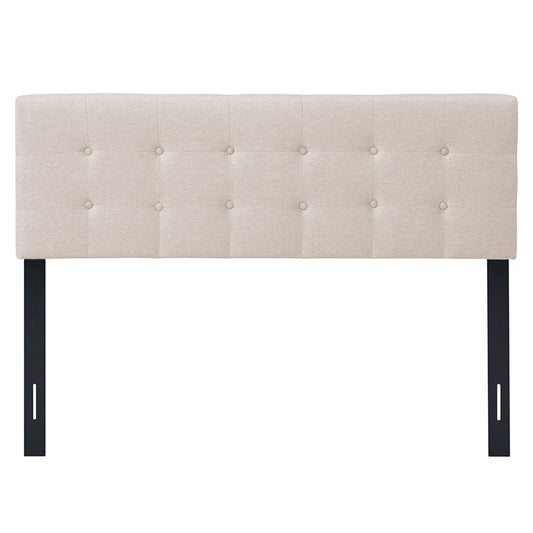 Infans Full/Queen Size Headboard Linen Fabric Upholstered Button Tufted Solid Wood LegBeige