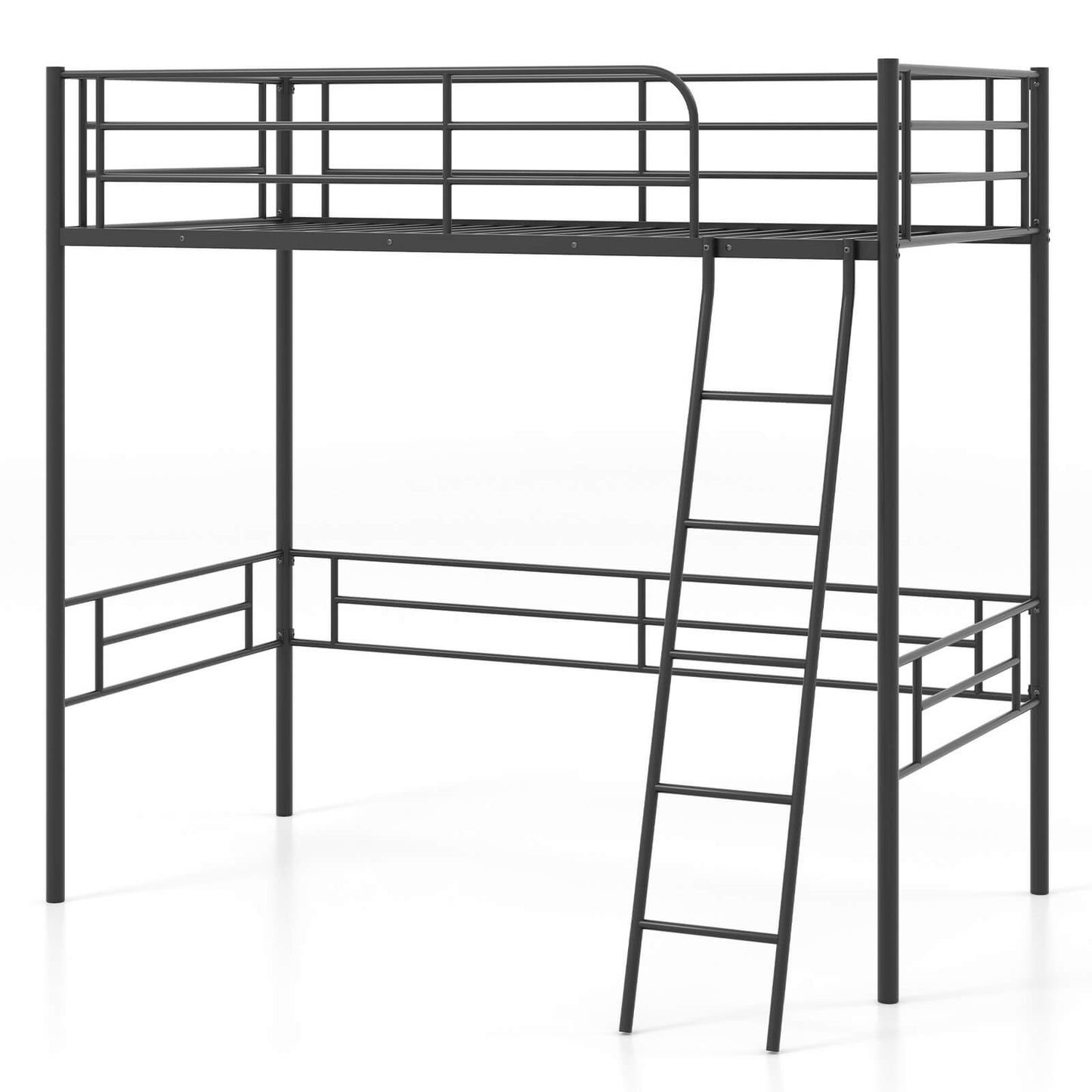 Infans Twin Metal Loft Bed Frame with Ladder Loft Bed with Safety Guardrails