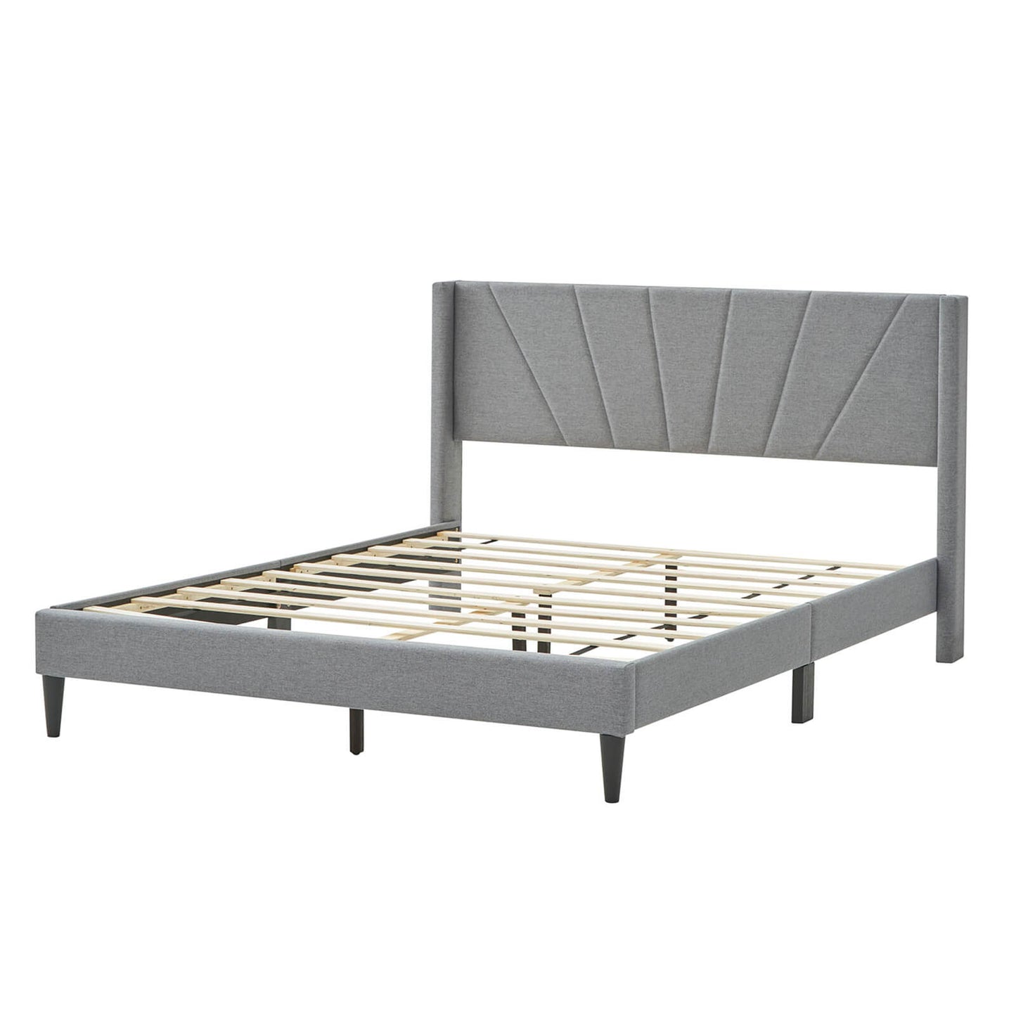 Infans Queen Bed Frame Modern Platform Bed with Linen Upholstered Wingback Headboard