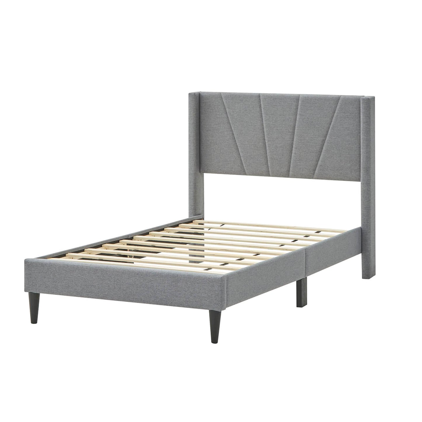 Infans Twin Bed Frame Modern Platform Bed with Linen Upholstered Wingback Headboard