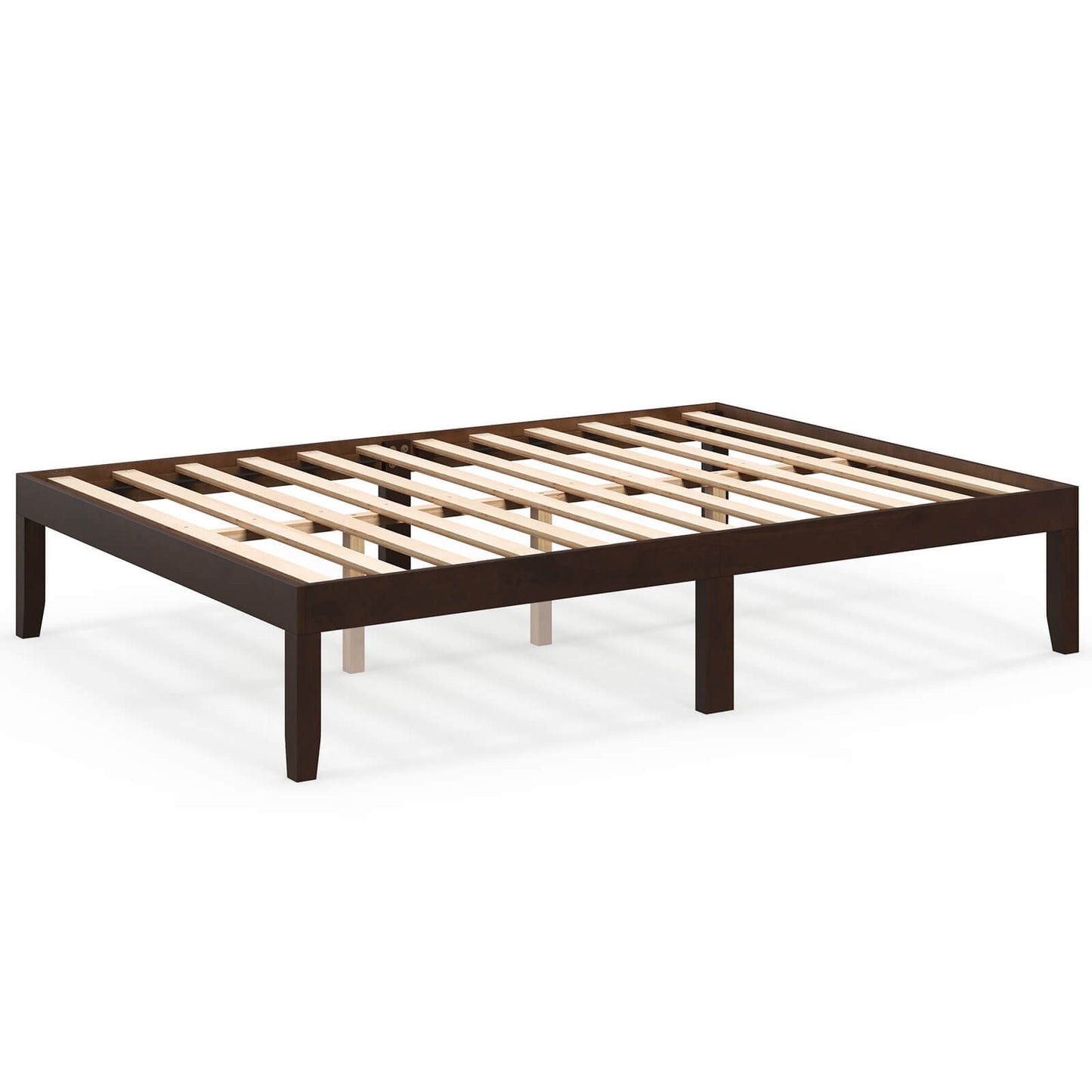 Infans Full Size Wooden Platform Bed Frame 14inch with Rubber Wood Legs Under-bed StorageEspresso