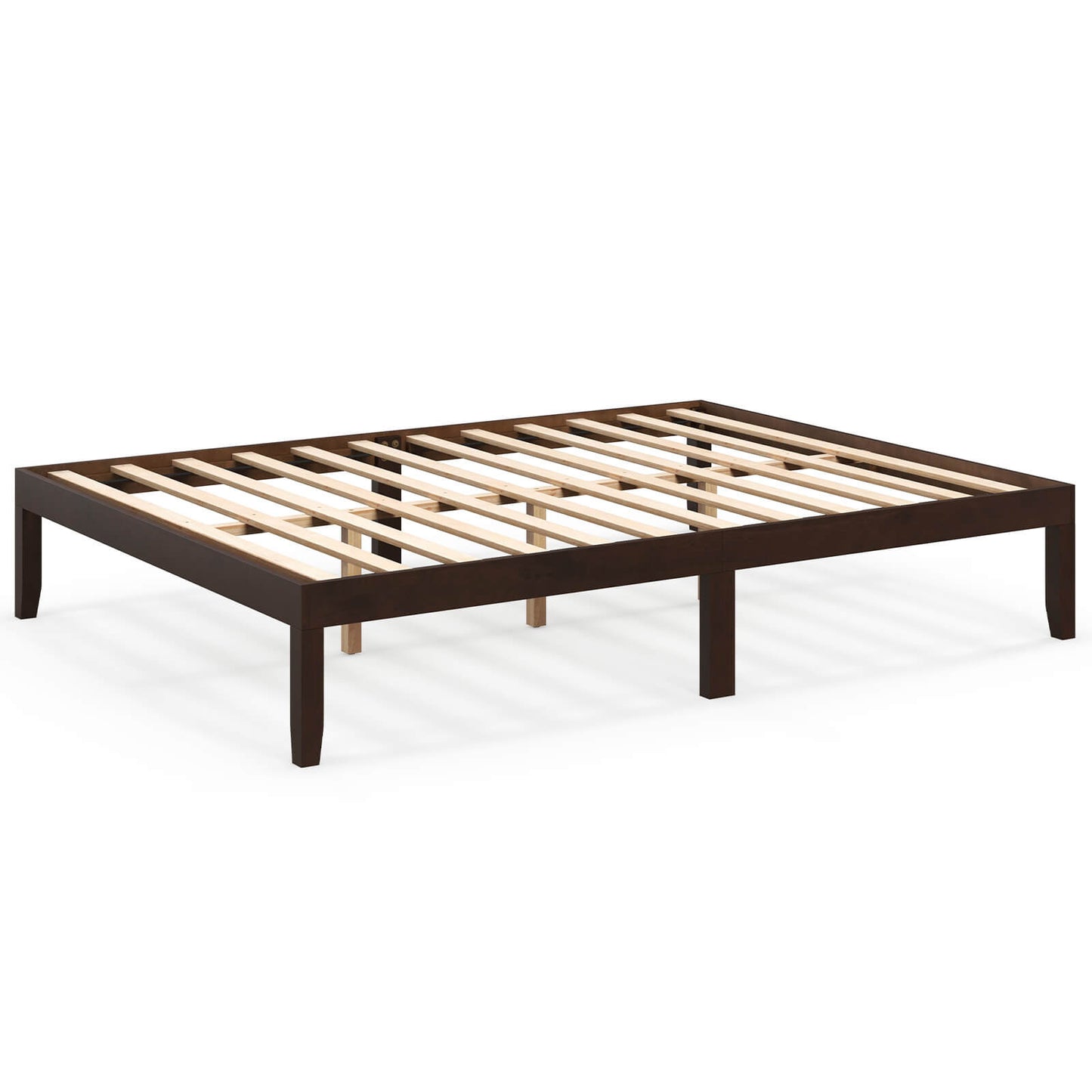 Infans Queen Size Wooden Platform Bed Frame 14inch with Rubber Wood Legs Under-bed StorageEspresso