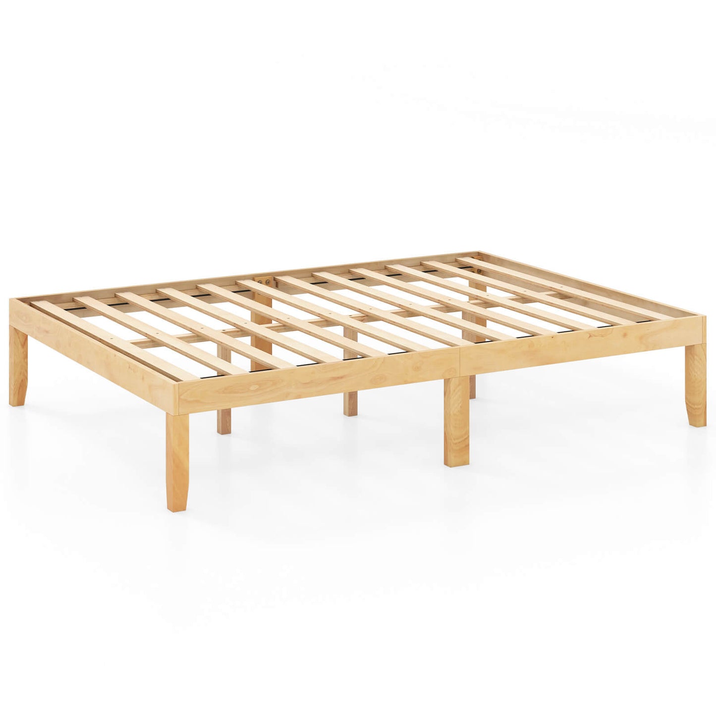 Infans Full Size Wooden Platform Bed Frame 14inch with Rubber Wood Legs Under-bed Storage