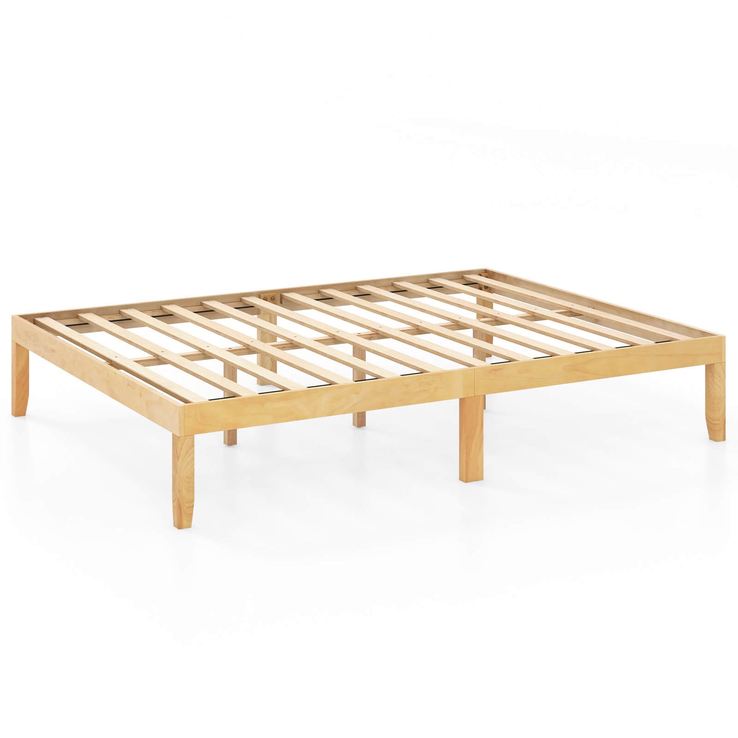Infans Queen Size Wooden Platform Bed Frame 14inch with Rubber Wood Legs Under-bed Storage