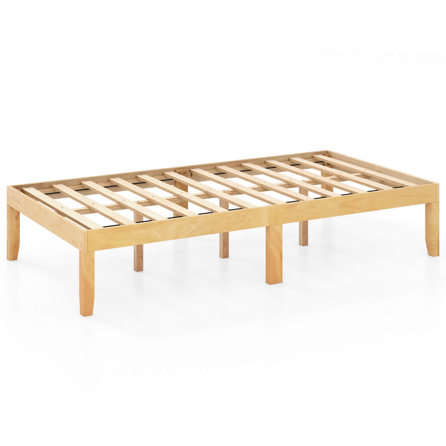 Infans Twin Size Wooden Platform Bed Frame 14inch with Rubber Wood Legs Under-bed Storage