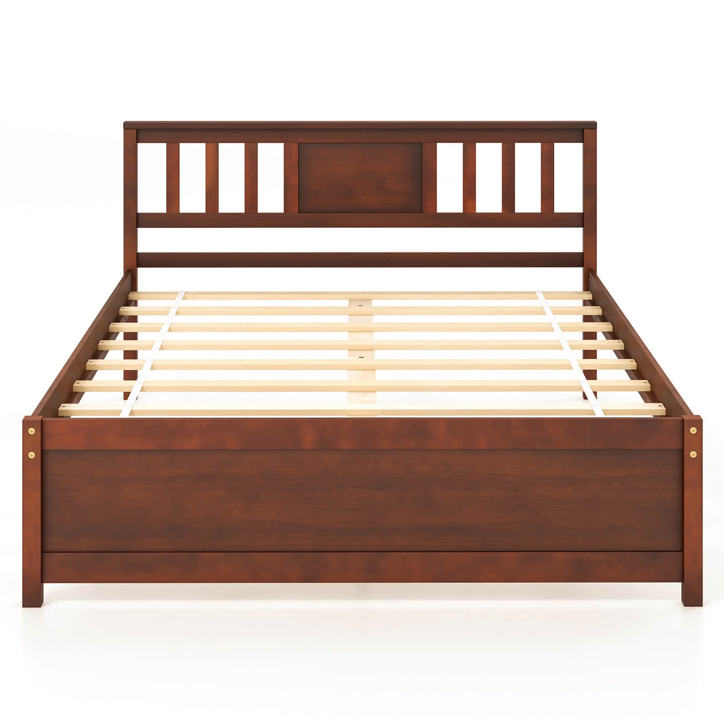 Infans Full Size Bed Frame with Headboard Wood Slat Support No Box Spring Needed