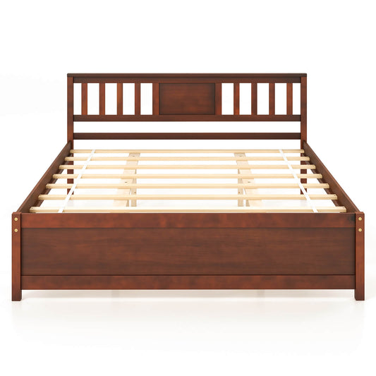 Infans Queen Size Bed Frame with Headboard Wood Slat Support No Box Spring Needed