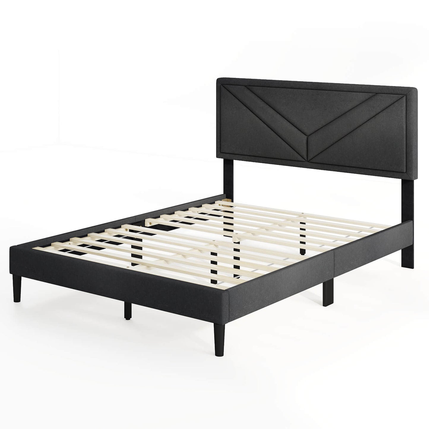 Infans Full Size Bed Frame with Tufted Headboard & Wooden Slats Easy Assembly