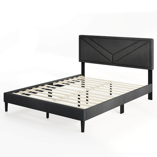 Infans Queen Size Bed Frame with Tufted Headboard & Wooden Slats Easy Assembly