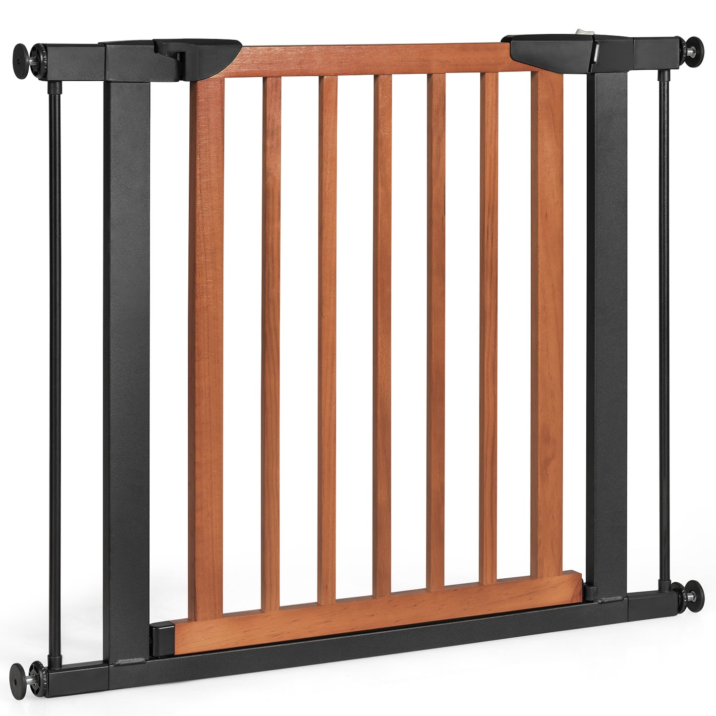 Infans Wood & Metal Safety Baby Gate Fits 29.5inch-38inch W Extendable Pet Gate Stairs Brown
