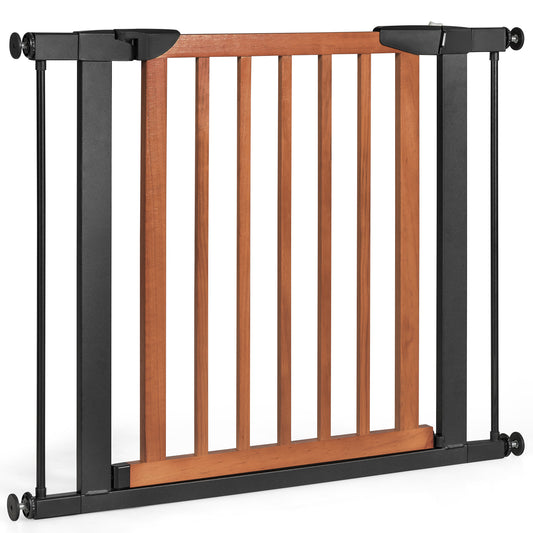 Infans Wood & Metal Safety Baby Gate Fits 29.5inch-38inch W Extendable Pet Gate Stairs Brown