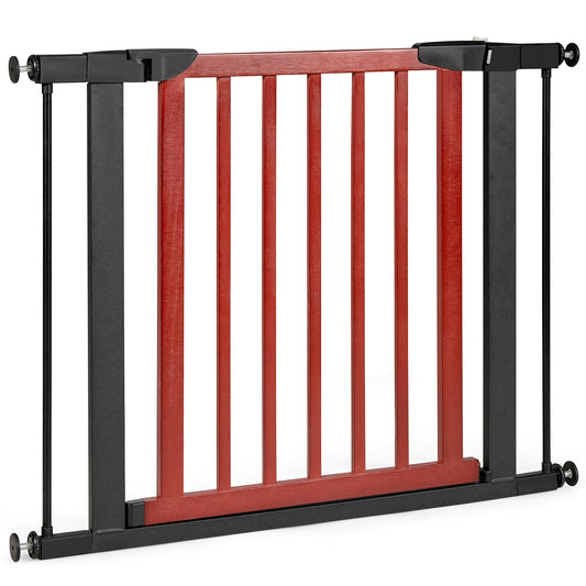 Infans Wood & Metal Safety Baby Gate Fits 29.5inch-38inch W Extendable Pet Gate Stairs Cherry