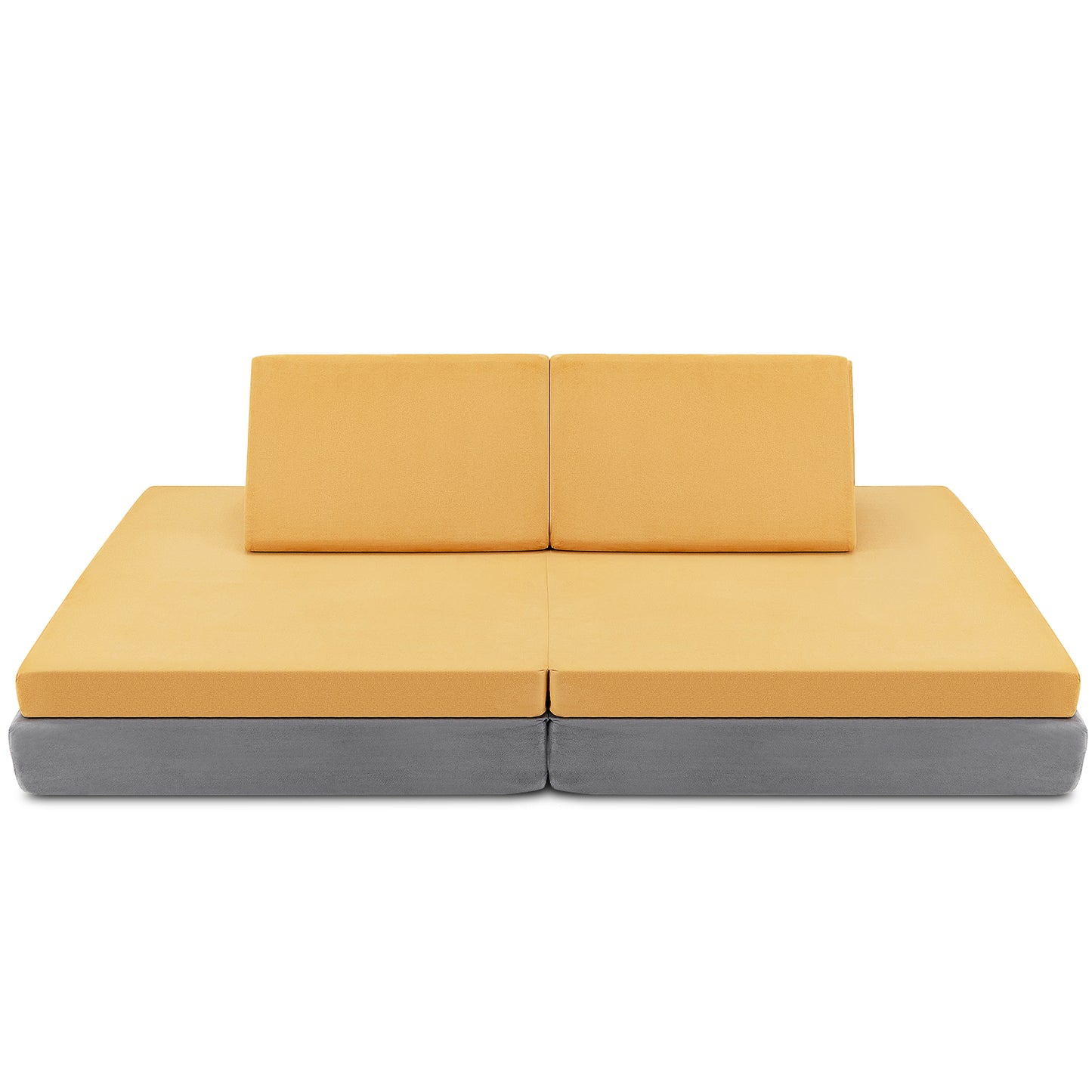 Infans 4-Piece Convertible Kids Couch or 2 Chairs Toddler to Teen Sofa and Play SetYellow/Grey