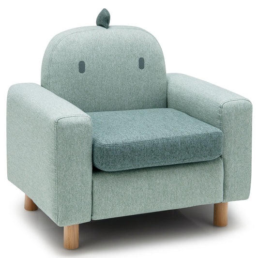 Infans Kids Dinosaur Sofa Wooden Armrest Chair Couch w/ Thick Cushion Beech Legs Gift