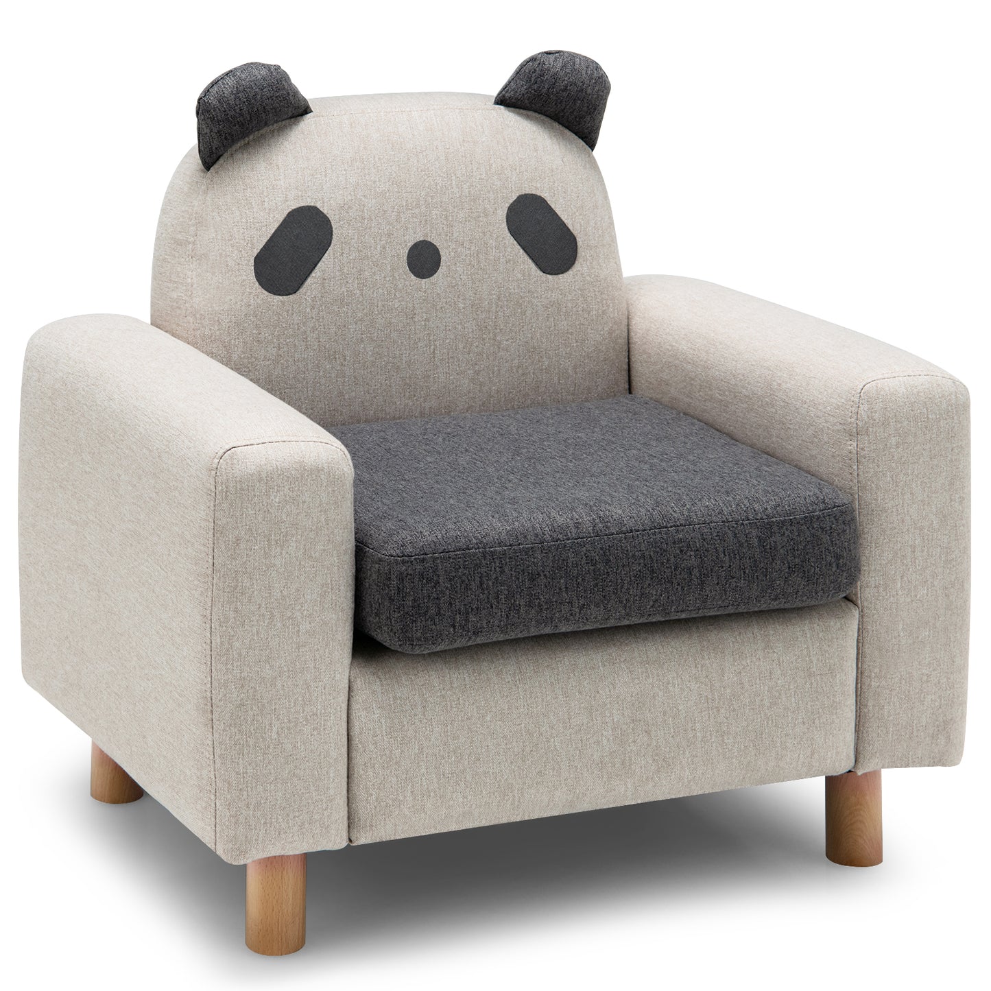 Infans Kids Panda Sofa Wooden Armrest Chair Couch w/ Thick Cushion Beech Legs Gift