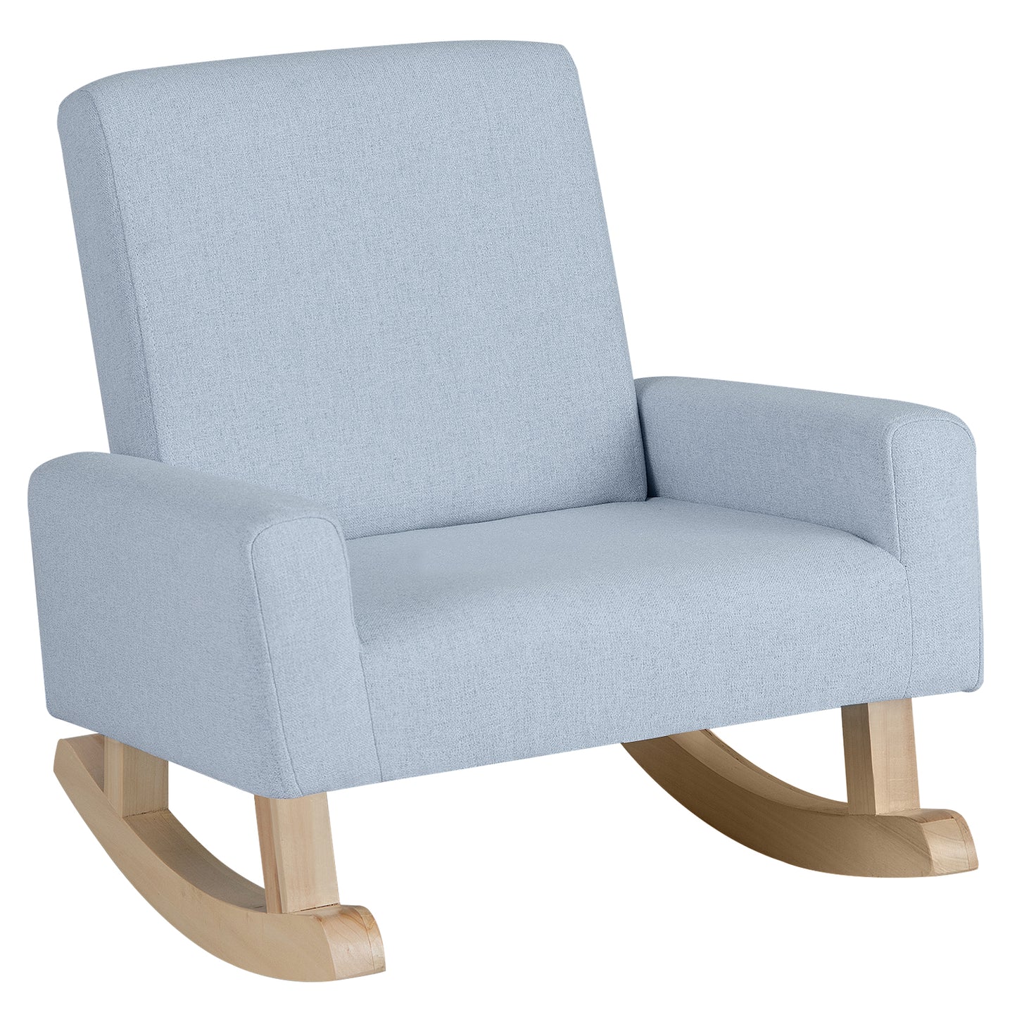 Infans Kids Rocking Chair Children Armchair Linen Upholstered Sofa w/ Solid Wood LegsBlue