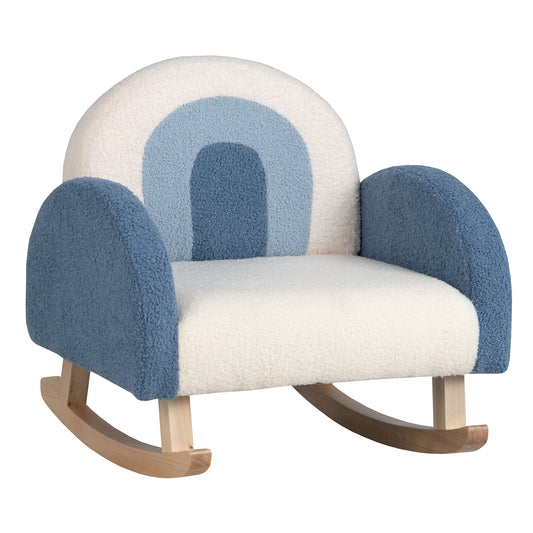 Infans Kids Rocking Chair Children Armchair Velvet Upholstered Sofa w/ Solid Wood LegsBlue