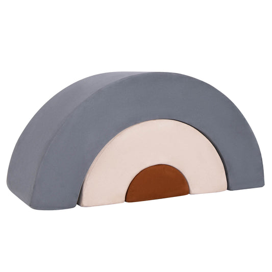 Infans 3 PCS Toddlers Climbing Toys w/Elastic Filling Baby Foam Blocks Crawling TunnelGray/Beige/Brown