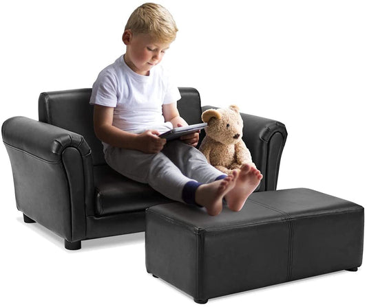 Infans Kids Sofa Armrest Chair Couch Lounge Children Birthday Gift w/ Ottoman