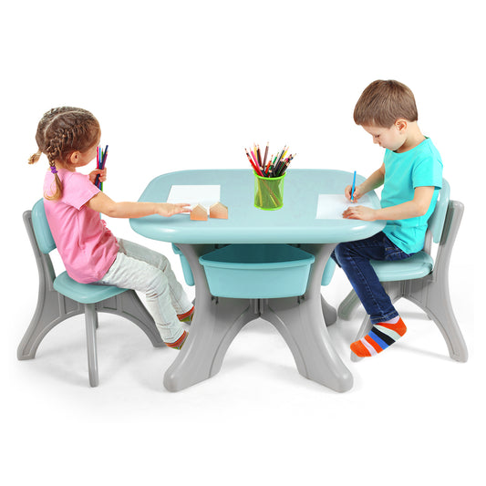 Infans Children Kids Activity Table & Chair Set Play Furniture W/Storage Outdoor/Indoor