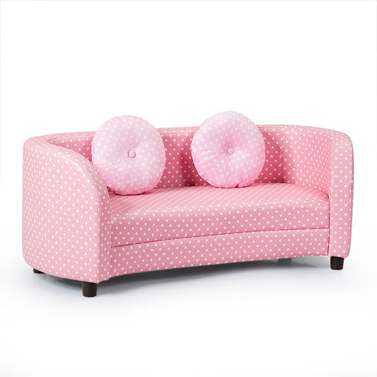 Infans 2 Seat Kids Sofa Armrest Chair with Two Cloth Pillows Perfect for Girls Pink