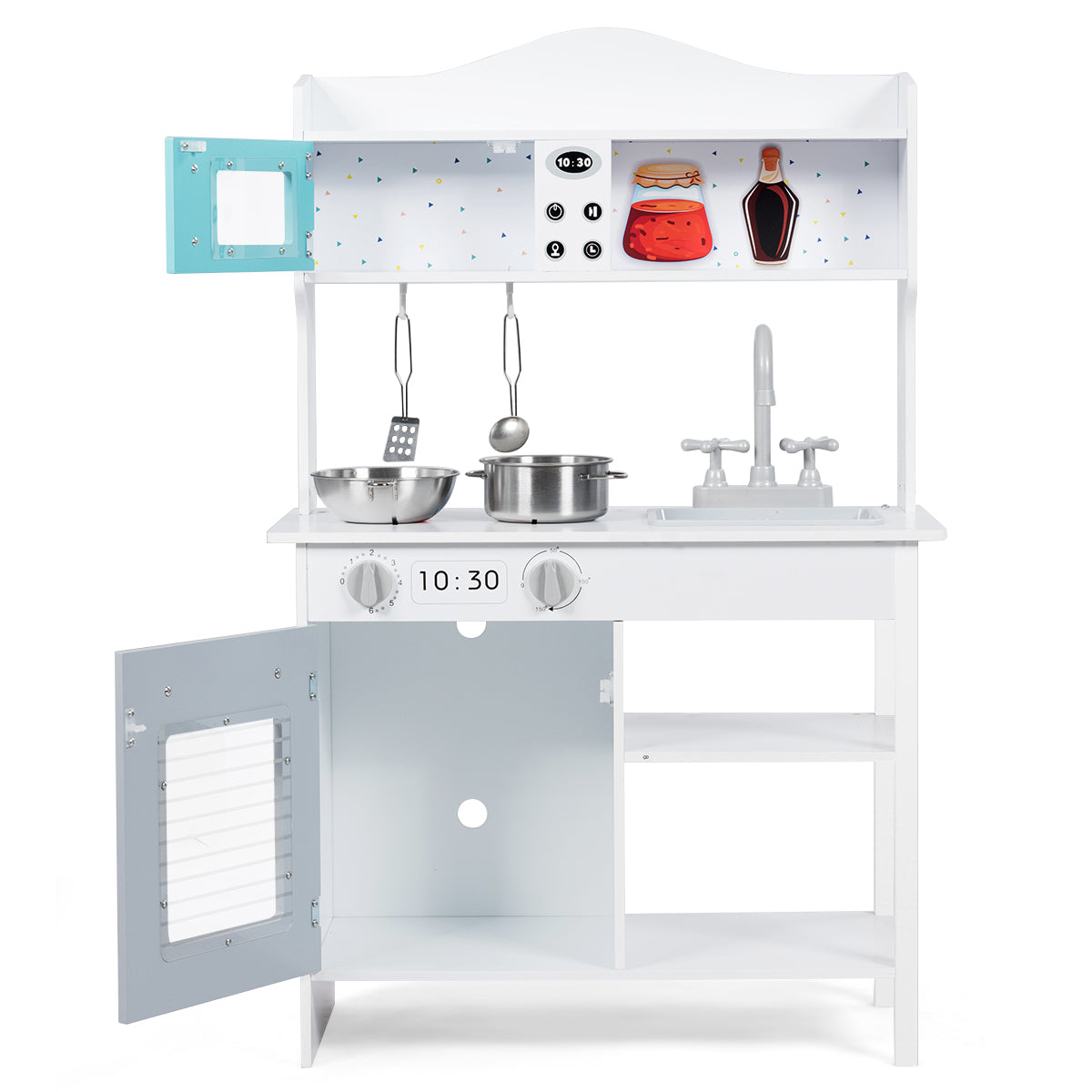 Infans Kids Kitchen Playset Cookware Pretend Cooking Food Set with Pots & Pans Play Set