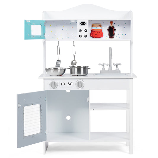 Infans Kids Kitchen Playset Cookware Pretend Cooking Food Set with Pots & Pans Play Set
