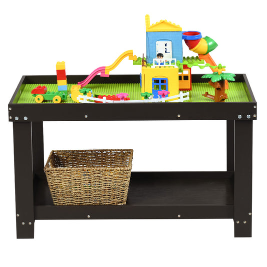 Infans Wood Kids Activity Play Table Block Table Multifunction W/Storage Espresso