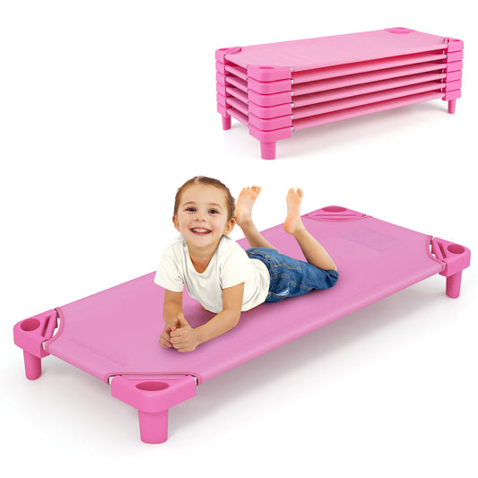 Infans Pack of 6 Kids Stackable Naptime Cot 52inch L x 23inch W Daycare Rest MatPink