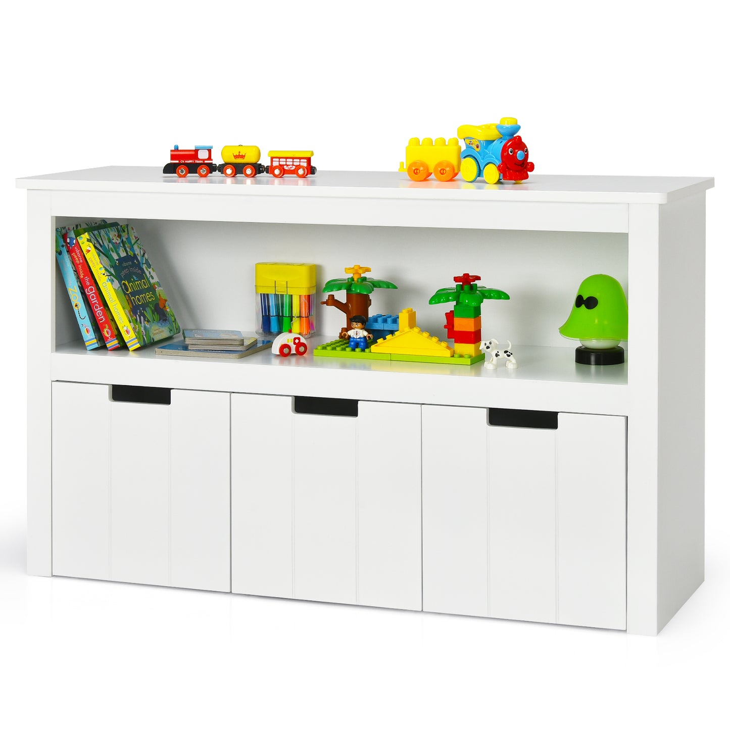 Infans Kid Toy Storage Cabinet 3 Drawer Chest w/Wheels Large Storage Cube Shelf
