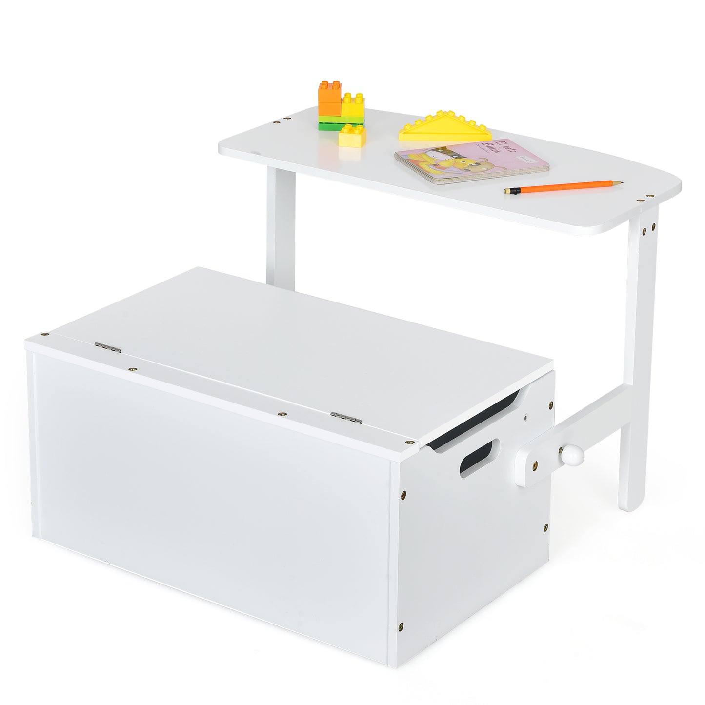 Infans 3-in-1 Kids Convertible Storage Bench Wood Activity Table and Chair Set