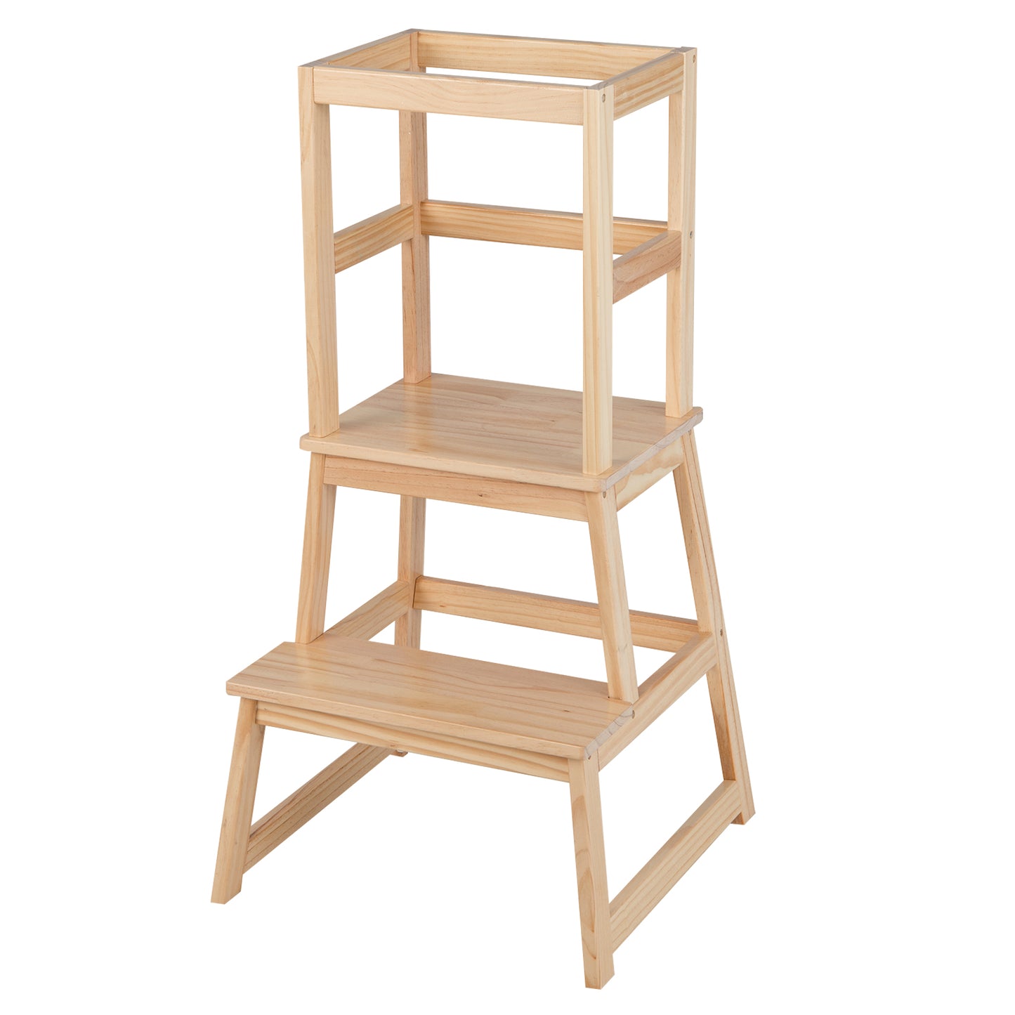 Infans Kids Kitchen Step Stool Kids Standing Tower with Safety Rails Nature