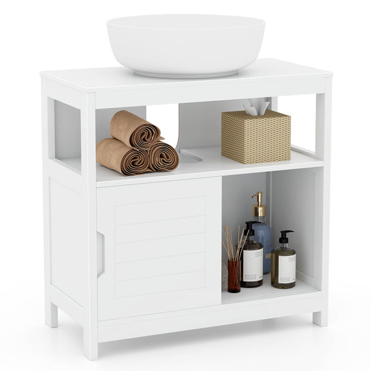 Infans Under Sink Vanity Cabinet w/ U-shaped Cut-out Design 2 Sliding Door with Handle