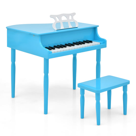 Infans 30-Key Classic Baby Grand Piano Toddler Toy Wood w/ Bench & Music Rack Blue